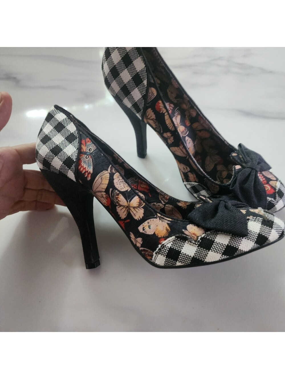Dolce Mojo Moxy Butterfly Print Fabric High Heel Pumps with Bow - Size 10 New